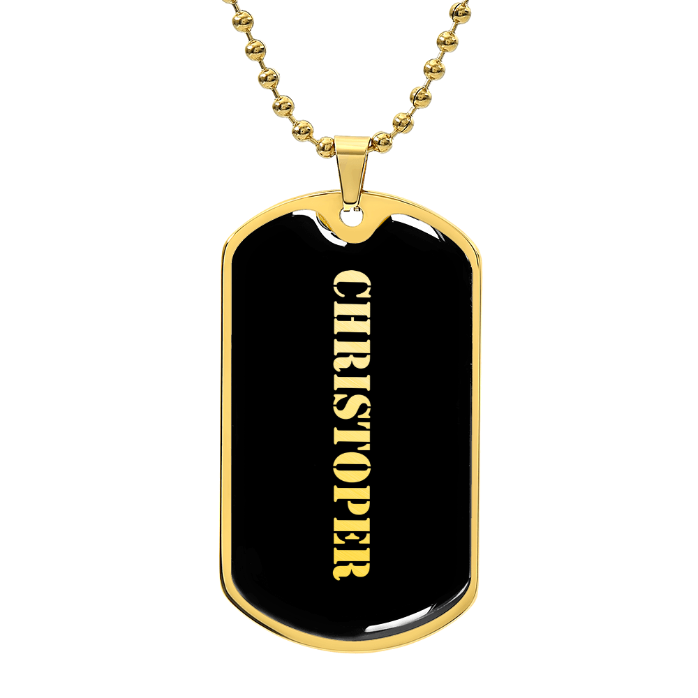 Christoper v2 - 18k Gold Finished Luxury Dog Tag Necklace