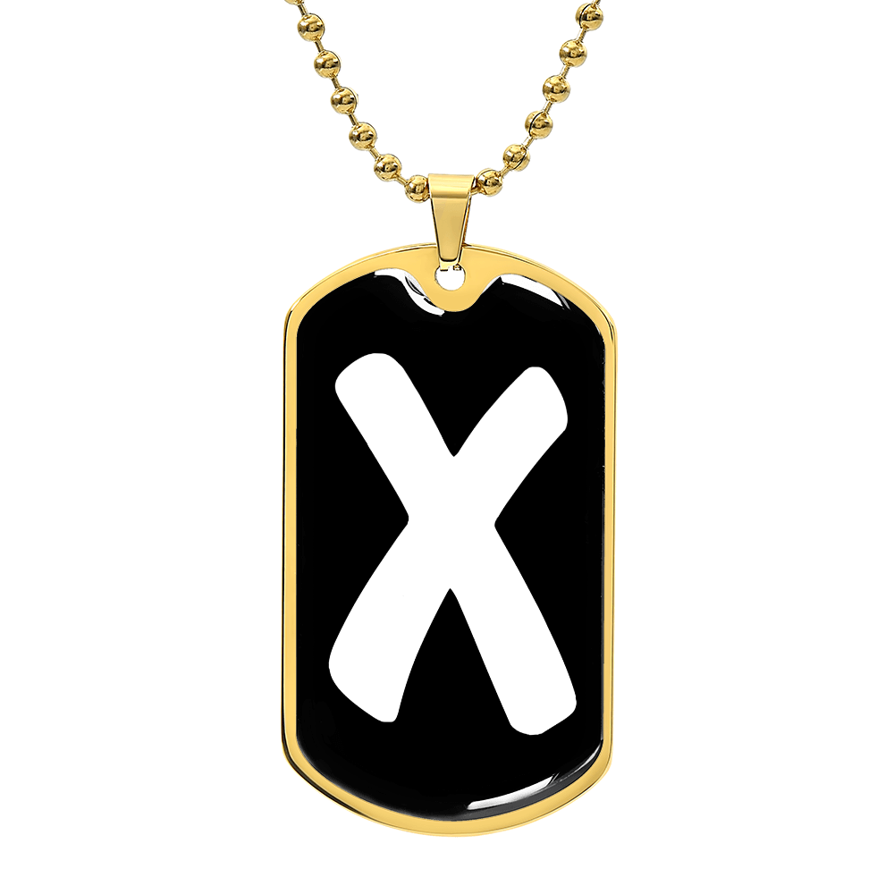 Initial X v3b - 18k Gold Finished Luxury Dog Tag Necklace