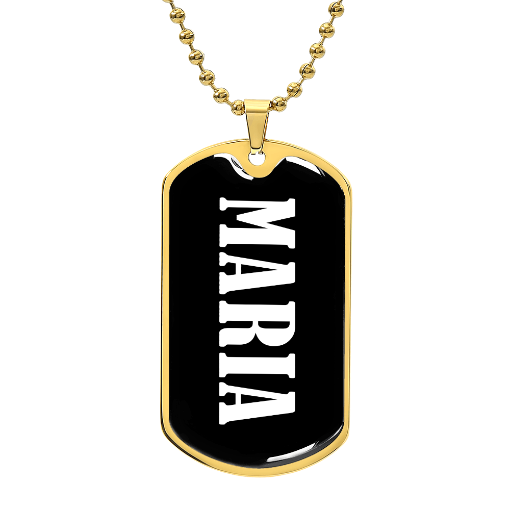 Maria v01w - 18k Gold Finished Luxury Dog Tag Necklace