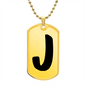 Initial J v1b - 18k Gold Finished Luxury Dog Tag Necklace