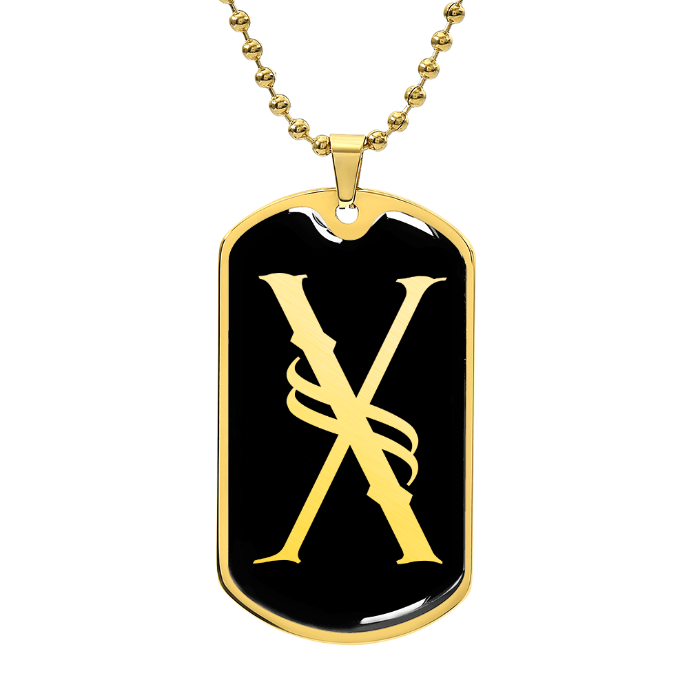 Initial X v001-32 - 18k Gold Finished Luxury Dog Tag Necklace