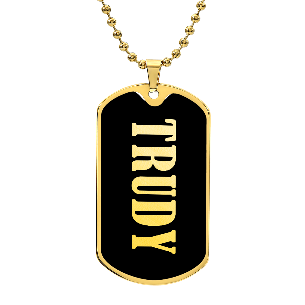 Trudy v02 - 18k Gold Finished Luxury Dog Tag Necklace