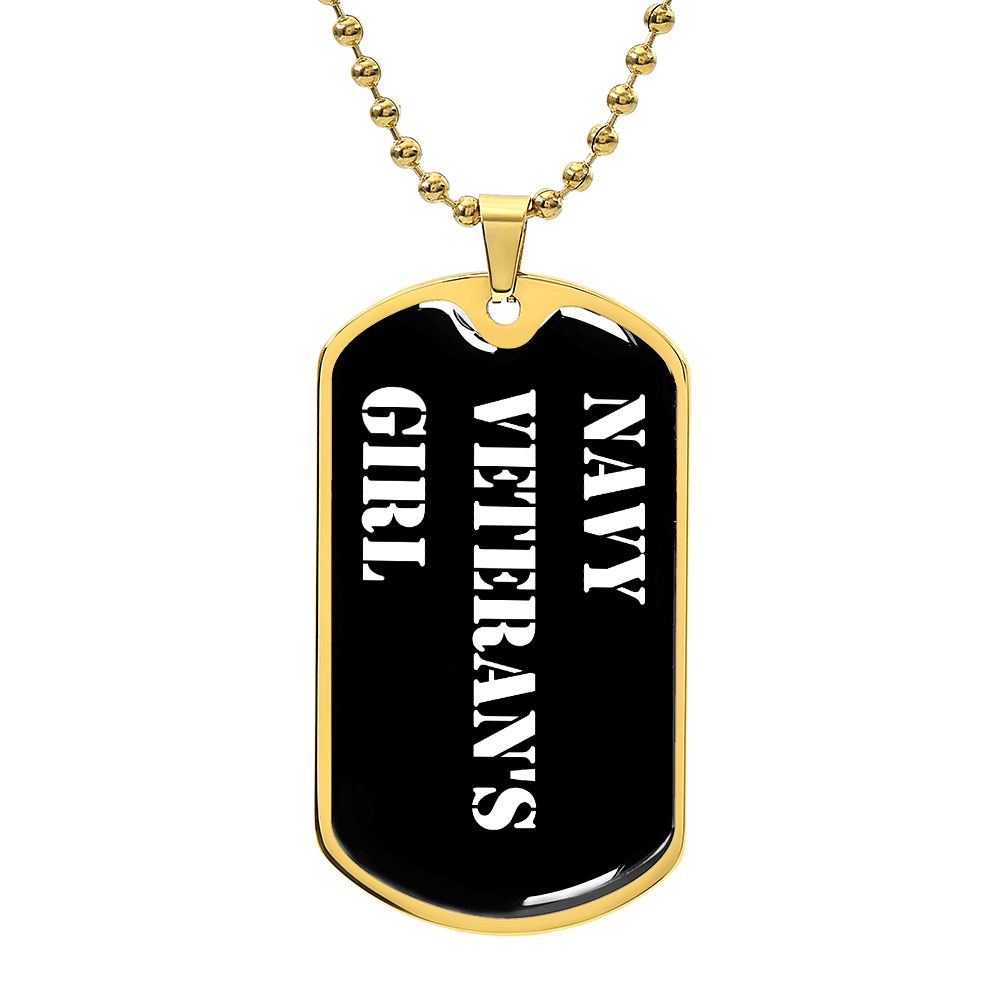 Navy Veteran's Girl v3 - 18k Gold Finished Luxury Dog Tag Necklace