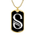 Initial S v001-33 - 18k Gold Finished Luxury Dog Tag Necklace