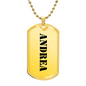 Andrea - 18k Gold Finished Luxury Dog Tag Necklace