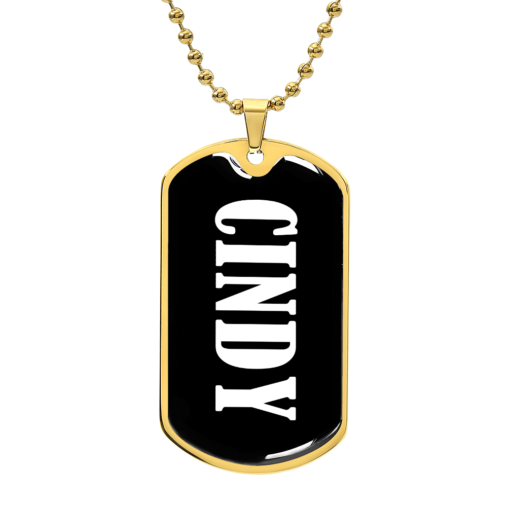 Cindy v01w - 18k Gold Finished Luxury Dog Tag Necklace