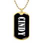 Cindy v01w - 18k Gold Finished Luxury Dog Tag Necklace