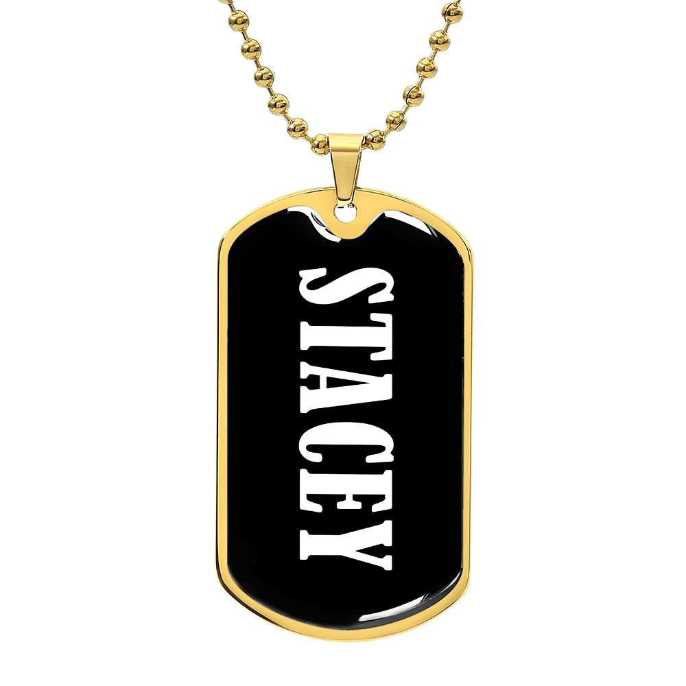Stacey v01w - 18k Gold Finished Luxury Dog Tag Necklace