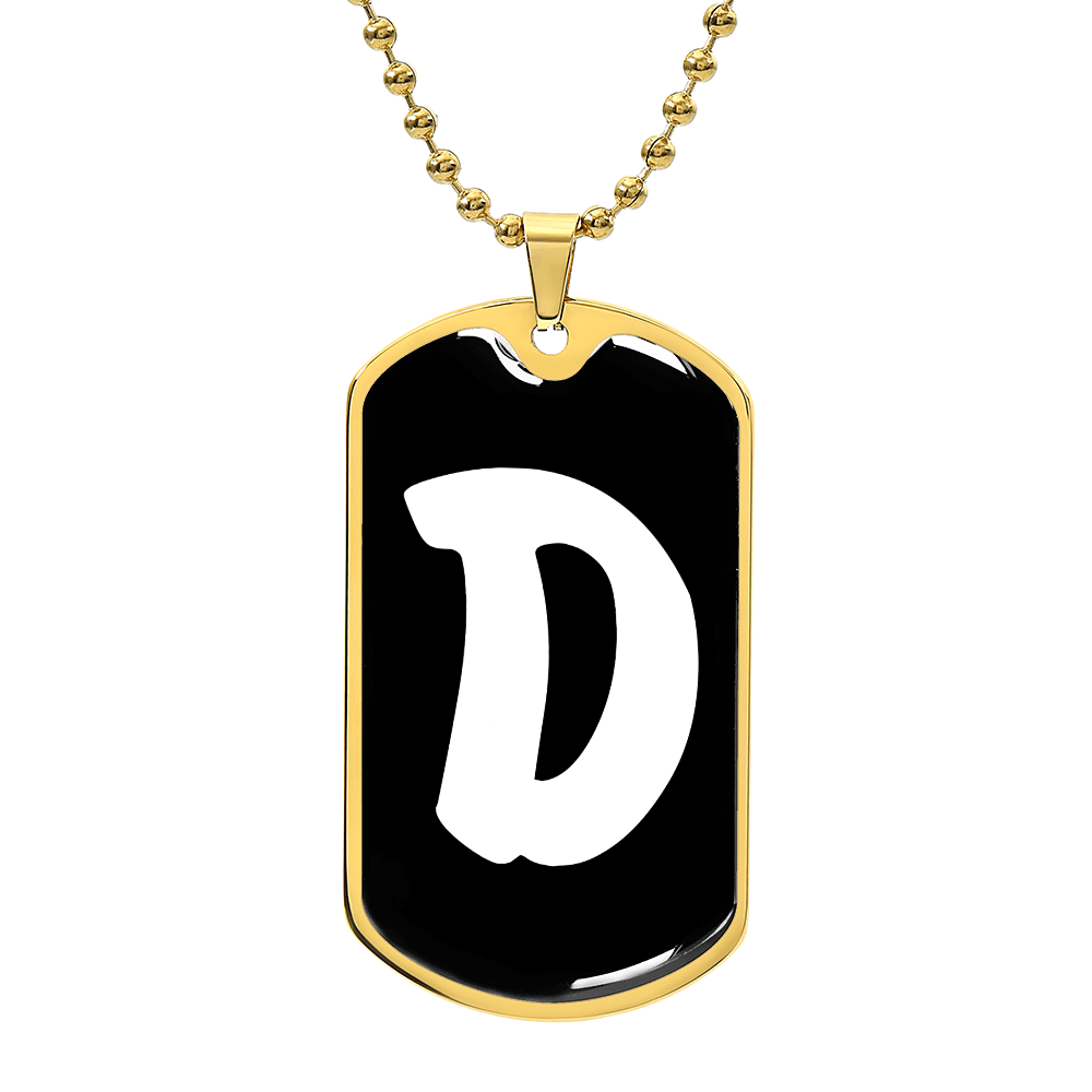 Initial D v3b - 18k Gold Finished Luxury Dog Tag Necklace