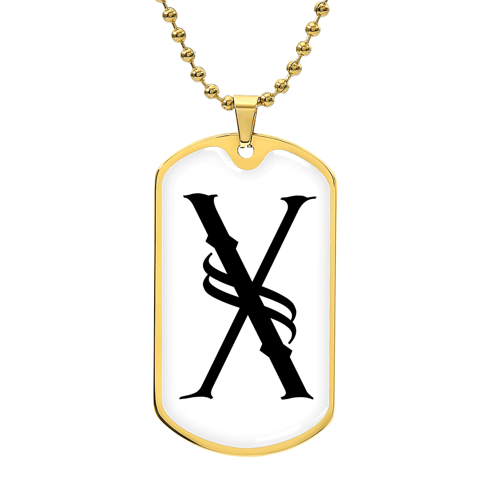 Initial X v001-34 - 18k Gold Finished Luxury Dog Tag Necklace