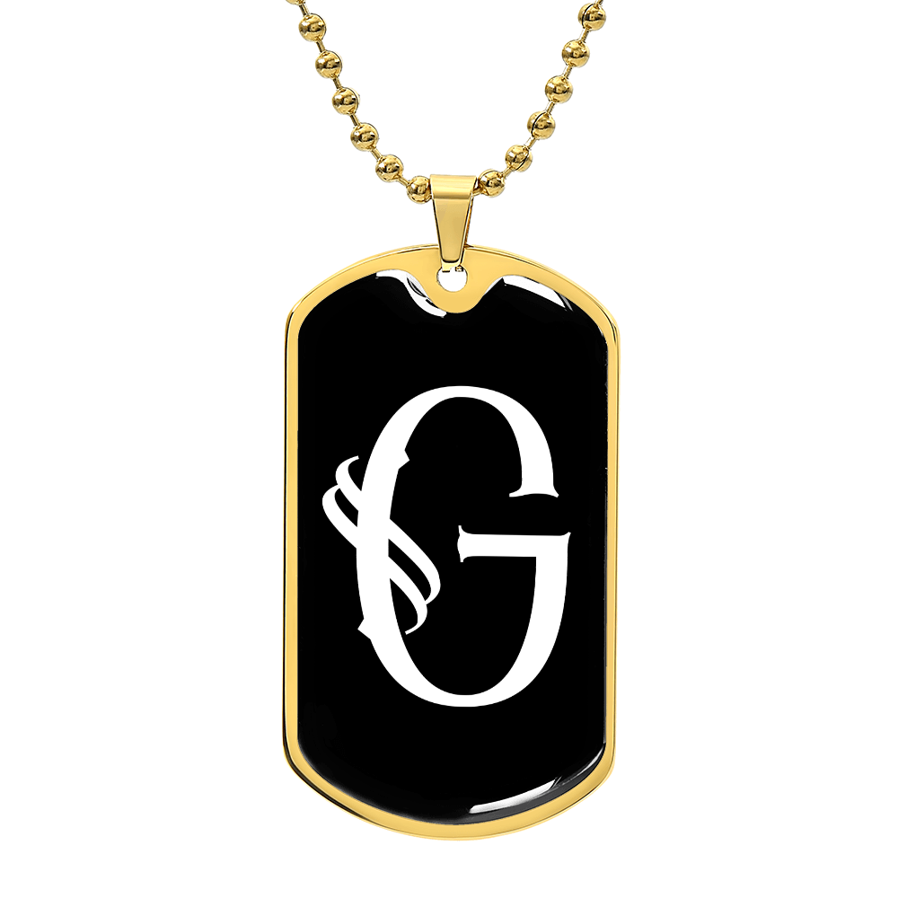 Initial G v001-33 - 18k Gold Finished Luxury Dog Tag Necklace