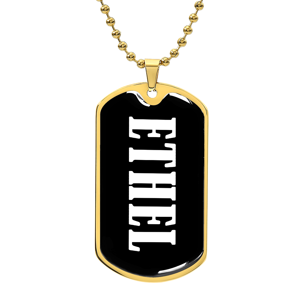 Ethel v01w - 18k Gold Finished Luxury Dog Tag Necklace
