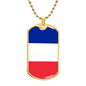 French Flag - 18k Gold Finished Luxury Dog Tag Necklace