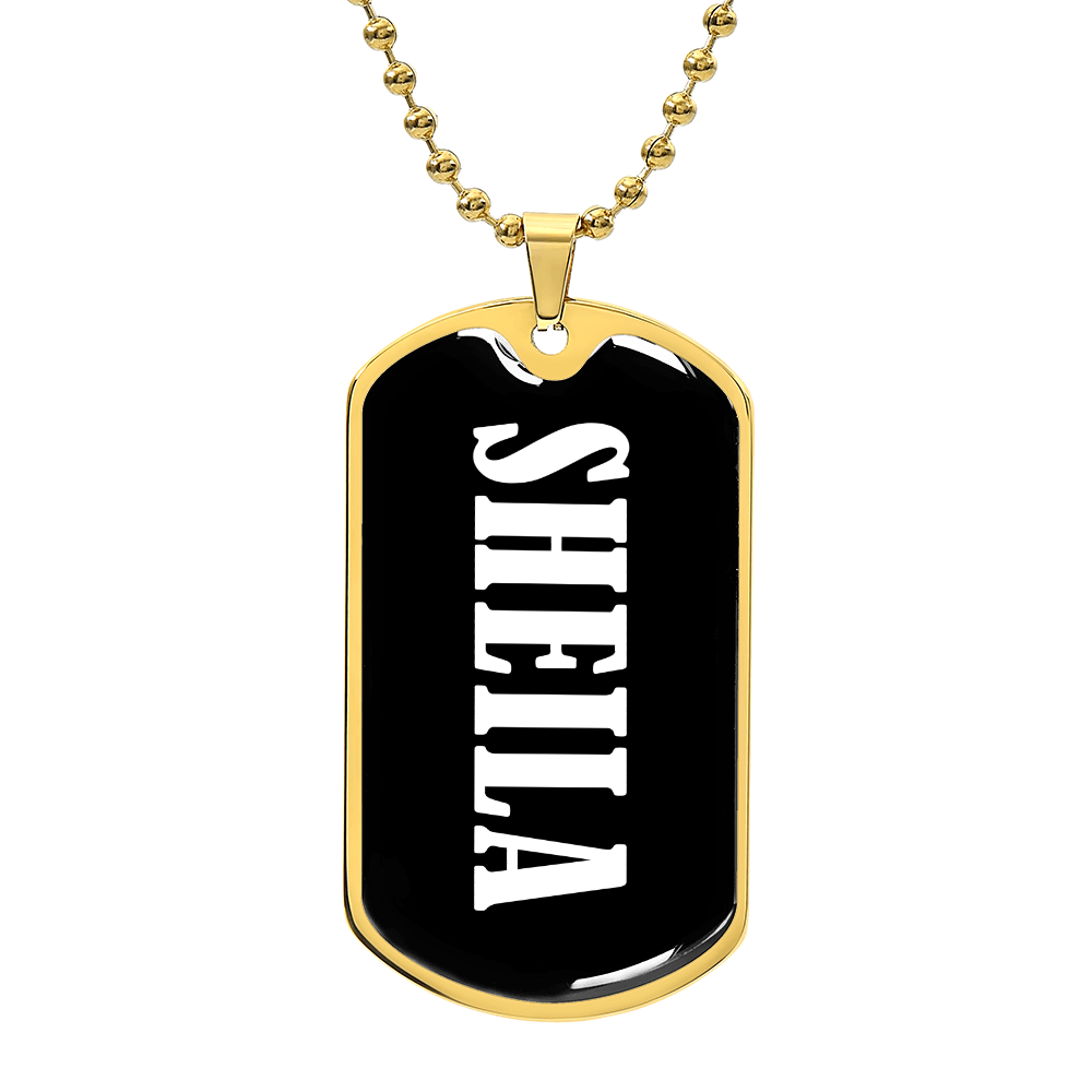 Sheila v01w - 18k Gold Finished Luxury Dog Tag Necklace
