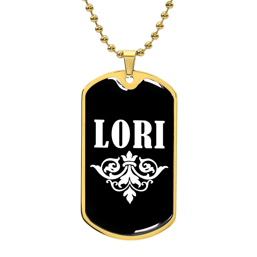 Lori v03a - 18k Gold Finished Luxury Dog Tag Necklace