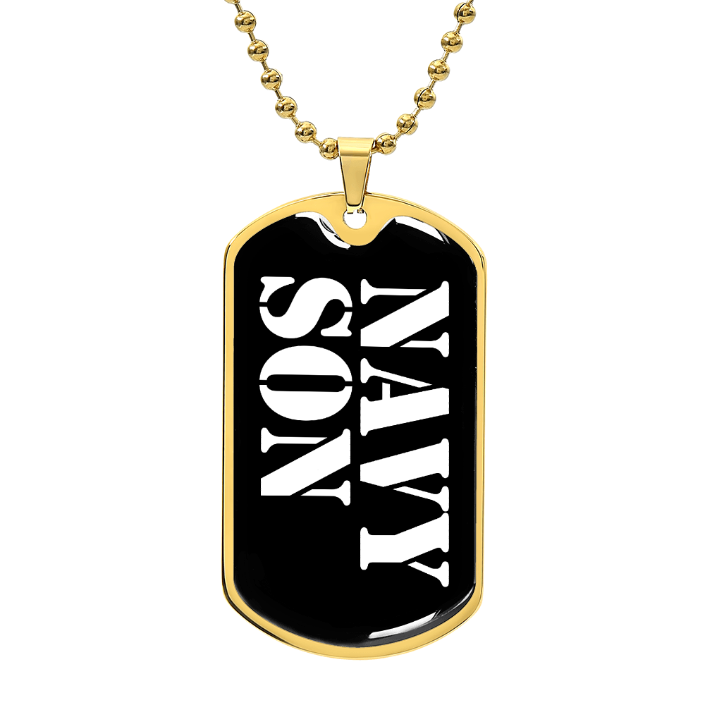 Navy Son v3 - 18k Gold Finished Luxury Dog Tag Necklace