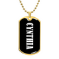 Cynthia v01w - 18k Gold Finished Luxury Dog Tag Necklace