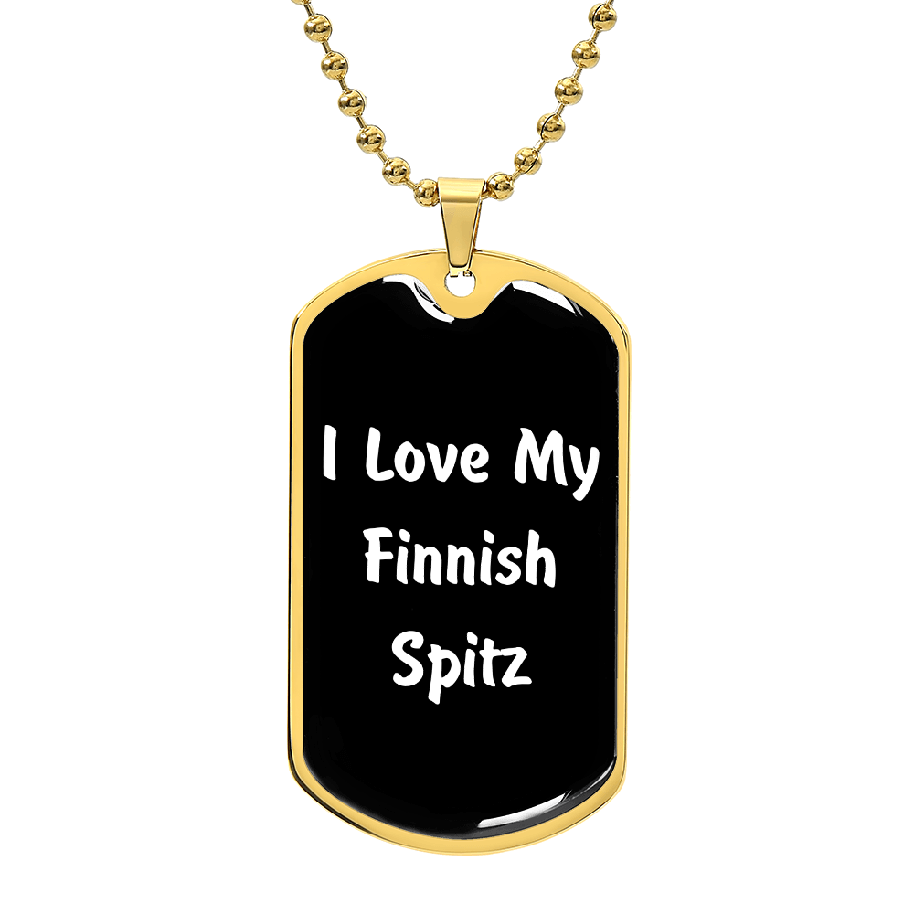 Love My Finnish Spitz v6 - 18k Gold Finished Luxury Dog Tag Necklace