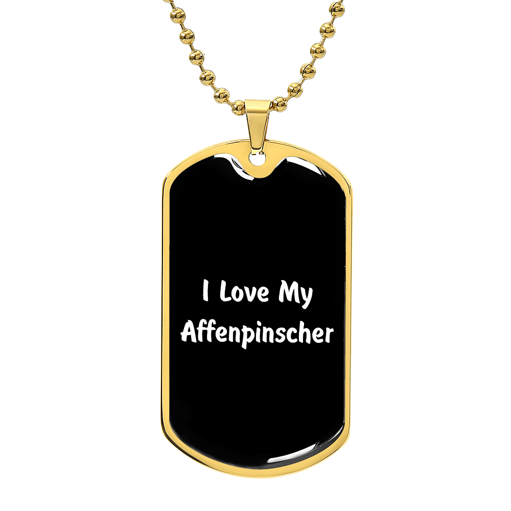 Love My Affenpinscher v6 - 18k Gold Finished Luxury Dog Tag Necklace