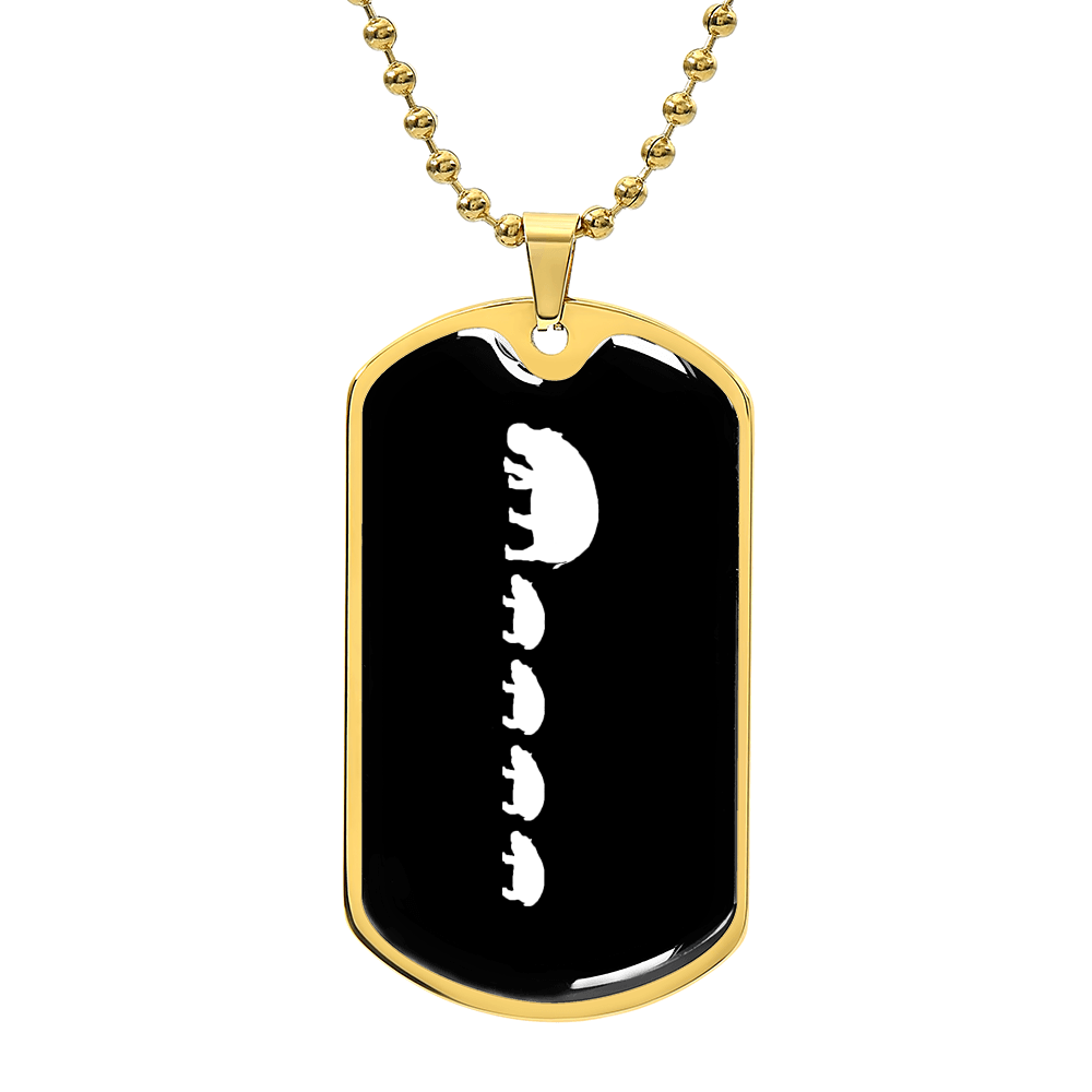 Mama Hippo With 4 Calves v3 - 18k Gold Finished Luxury Dog Tag Necklace