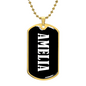 Amelia v01w - 18k Gold Finished Luxury Dog Tag Necklace