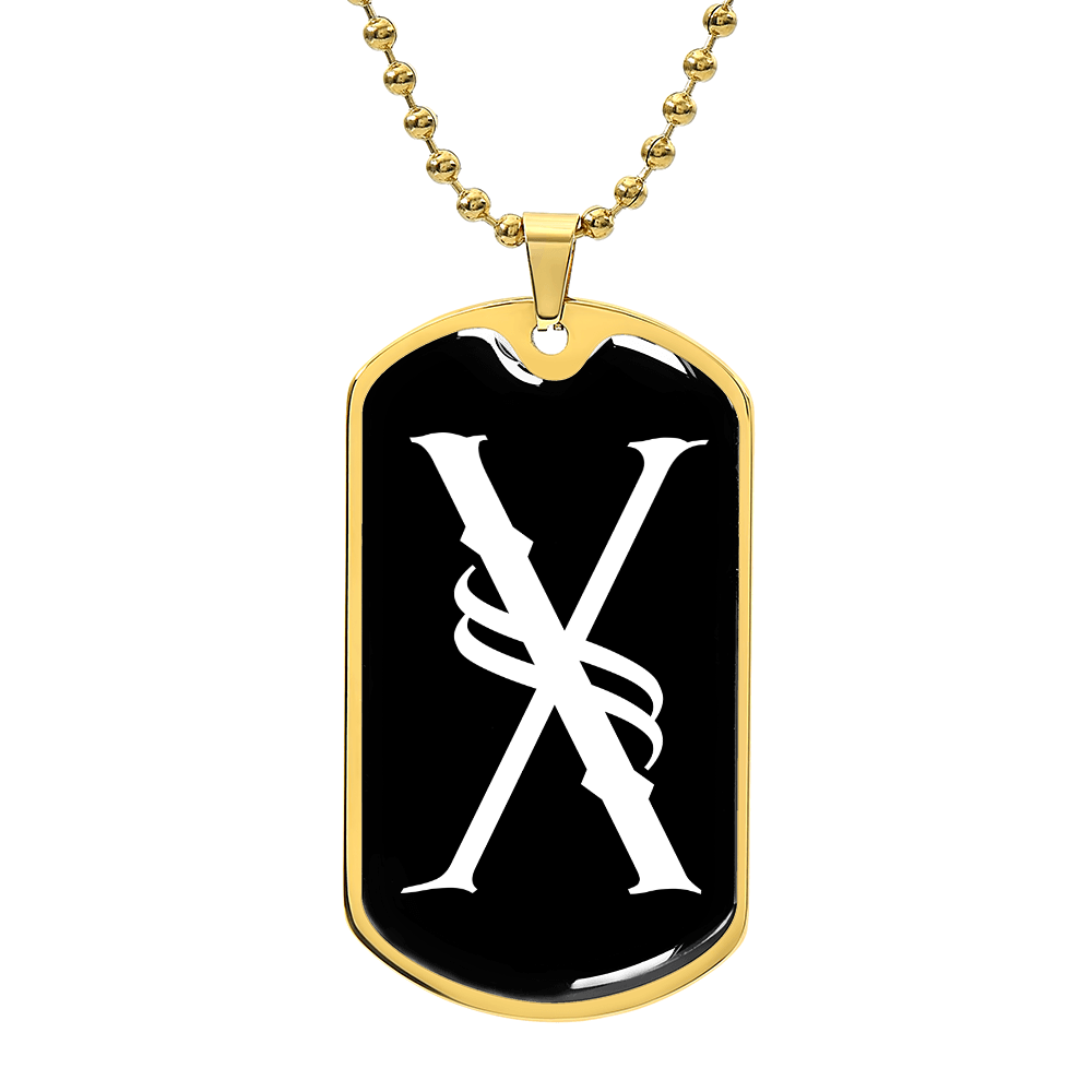 Initial X v001-33 - 18k Gold Finished Luxury Dog Tag Necklace