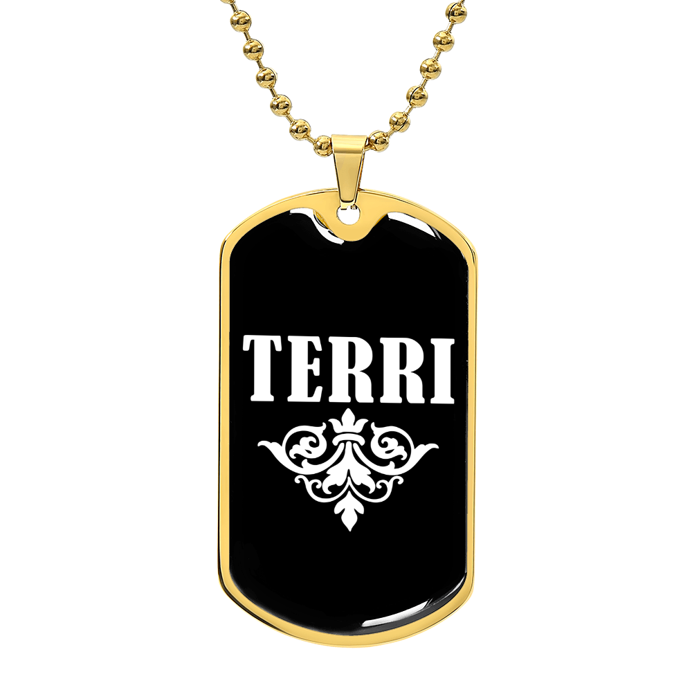 Terri v03a - 18k Gold Finished Luxury Dog Tag Necklace