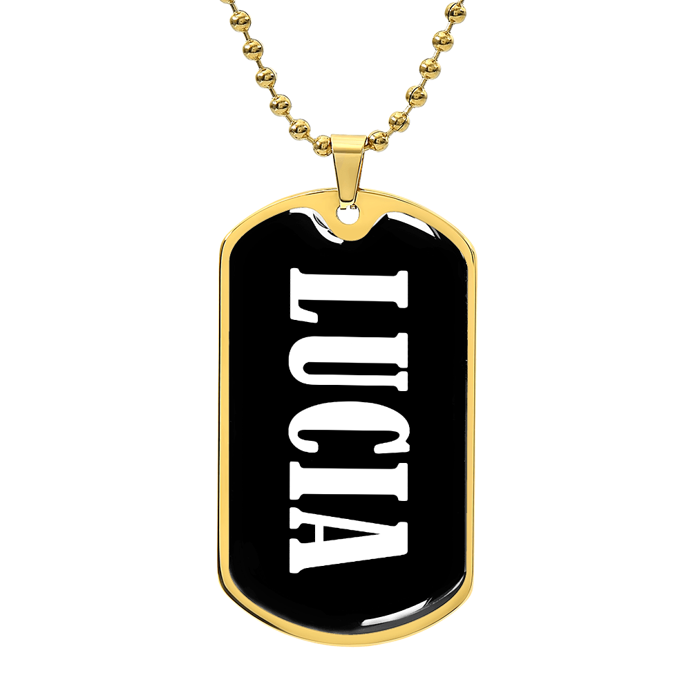 Lucia v03 - 18k Gold Finished Luxury Dog Tag Necklace