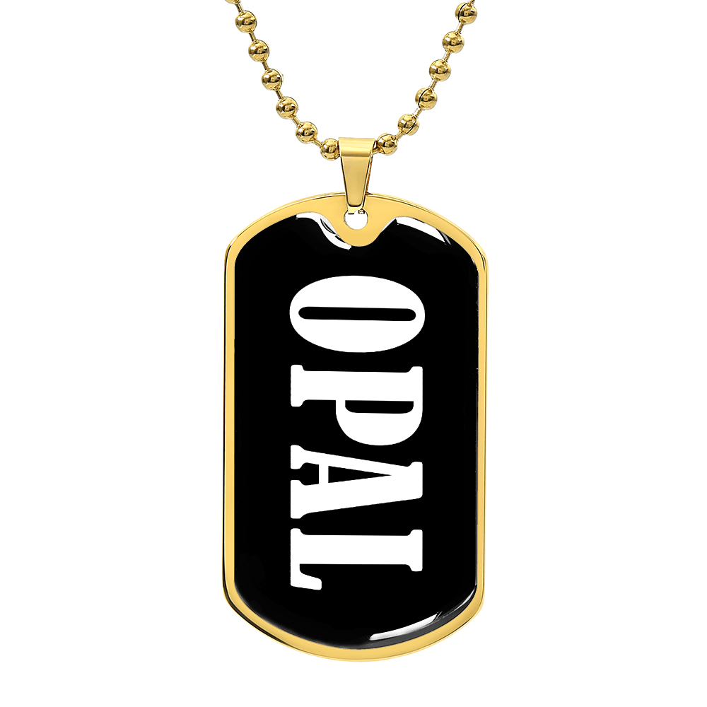 Opal v01w - 18k Gold Finished Luxury Dog Tag Necklace