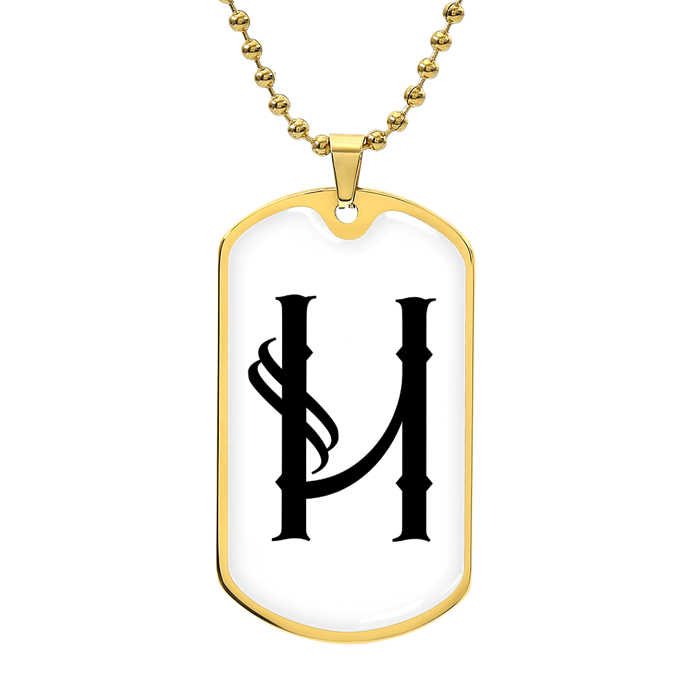 Initial H v001-34 - 18k Gold Finished Luxury Dog Tag Necklace