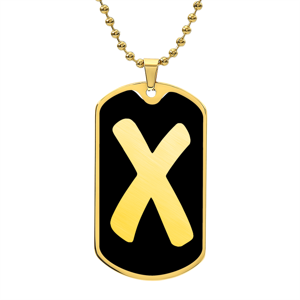 Initial X v2b - 18k Gold Finished Luxury Dog Tag Necklace
