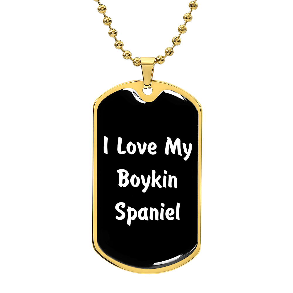 Love My Boykin Spaniel v6 - 18k Gold Finished Luxury Dog Tag Necklace