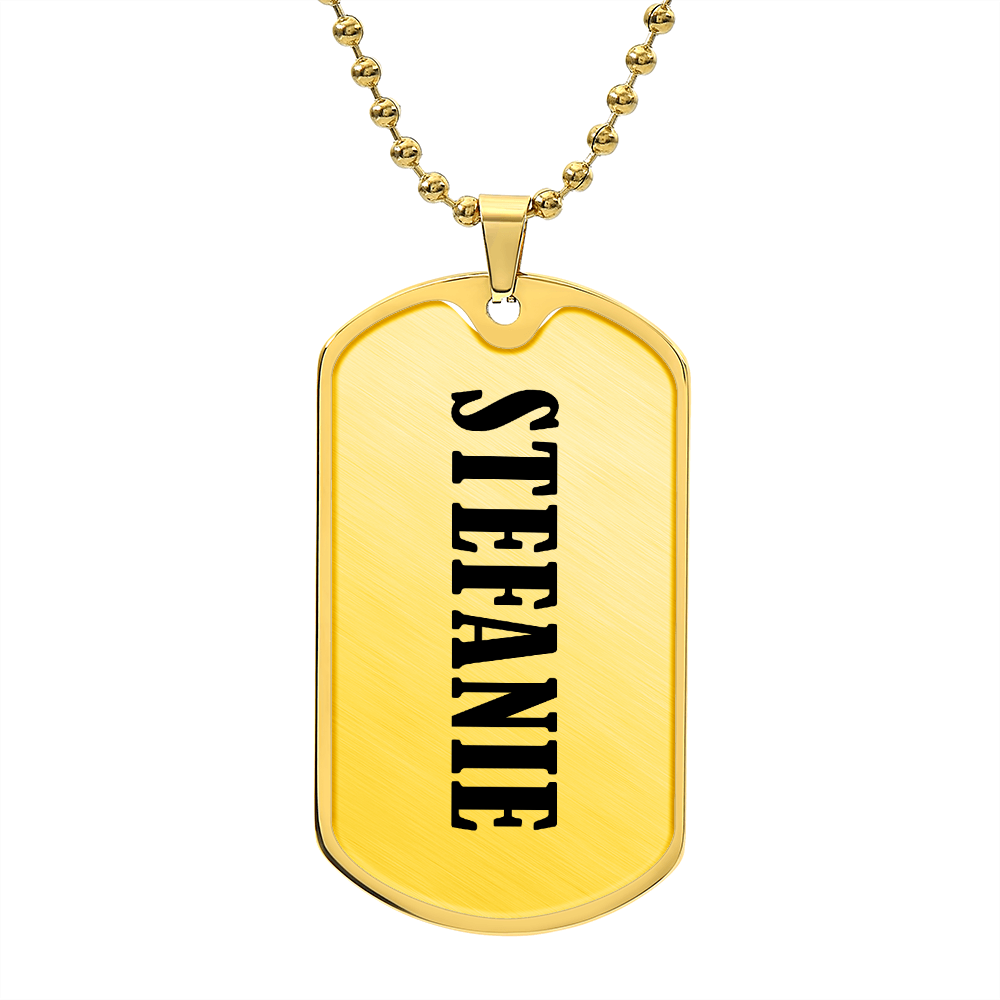 Stefanie v01 - 18k Gold Finished Luxury Dog Tag Necklace