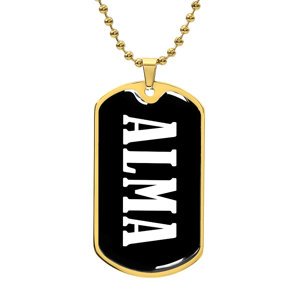 Alma v01w - 18k Gold Finished Luxury Dog Tag Necklace