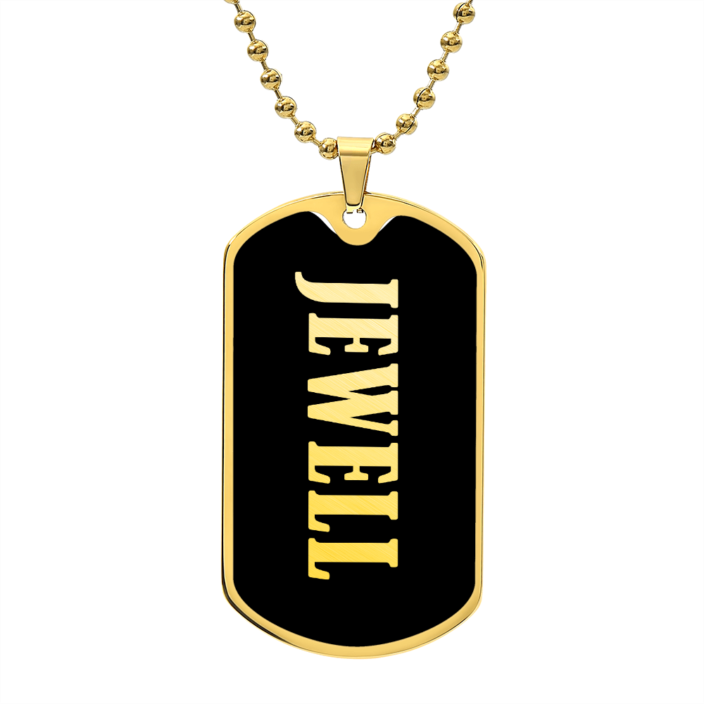 Jewell v02 - 18k Gold Finished Luxury Dog Tag Necklace