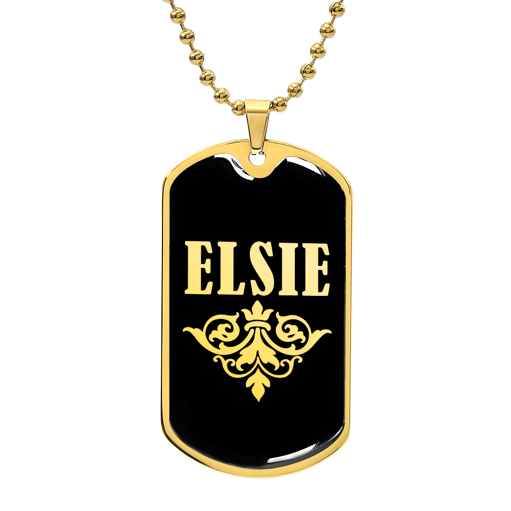 Elsie v02a - 18k Gold Finished Luxury Dog Tag Necklace