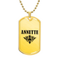 Annette v01a - 18k Gold Finished Luxury Dog Tag Necklace