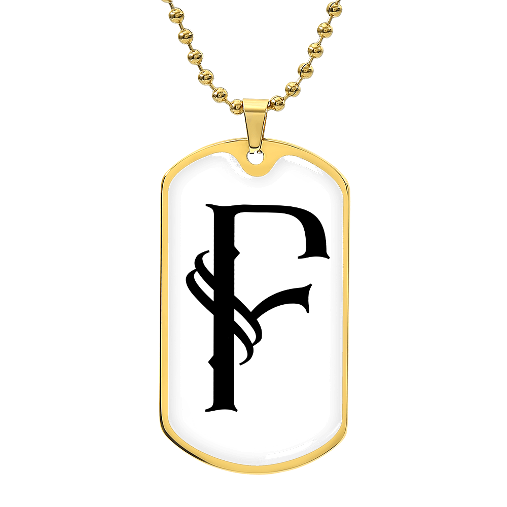 Initial F v001-34 - 18k Gold Finished Luxury Dog Tag Necklace