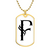 Initial F v001-34 - 18k Gold Finished Luxury Dog Tag Necklace