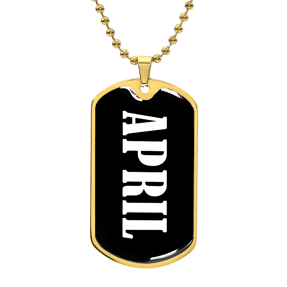 April v01w - 18k Gold Finished Luxury Dog Tag Necklace