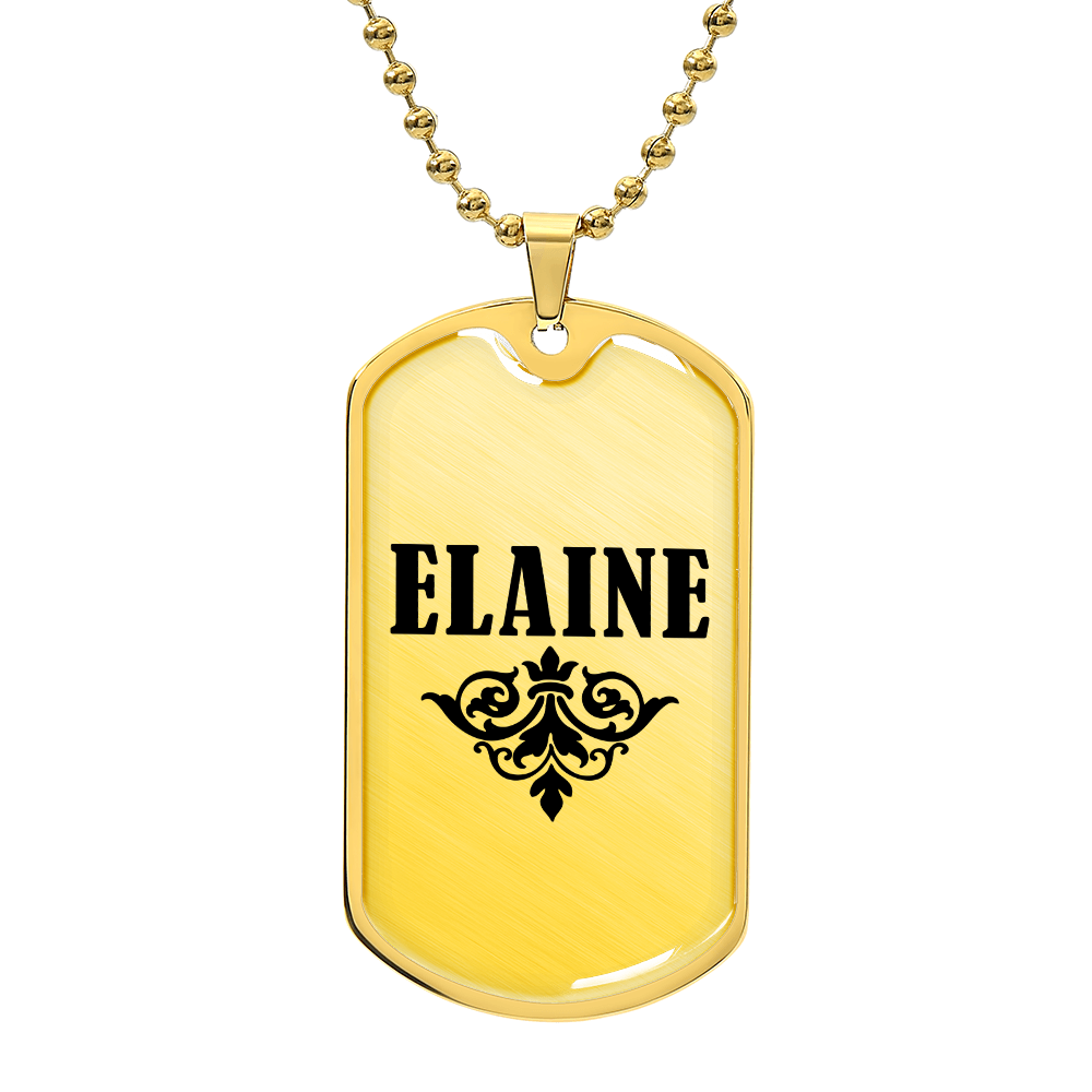 Elaine v01a - 18k Gold Finished Luxury Dog Tag Necklace