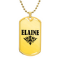 Elaine v01a - 18k Gold Finished Luxury Dog Tag Necklace