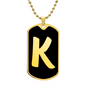 Initial K v2b - 18k Gold Finished Luxury Dog Tag Necklace