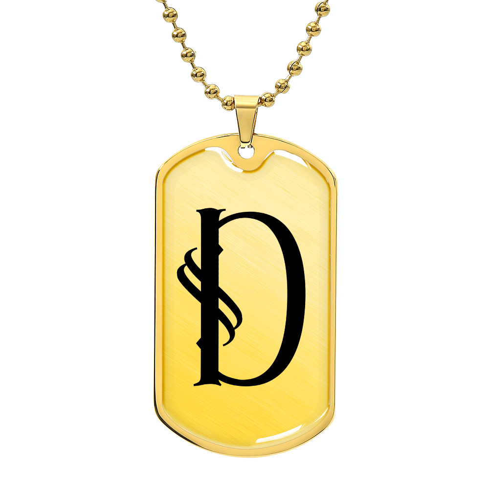 Initial D v001-31 - 18k Gold Finished Luxury Dog Tag Necklace