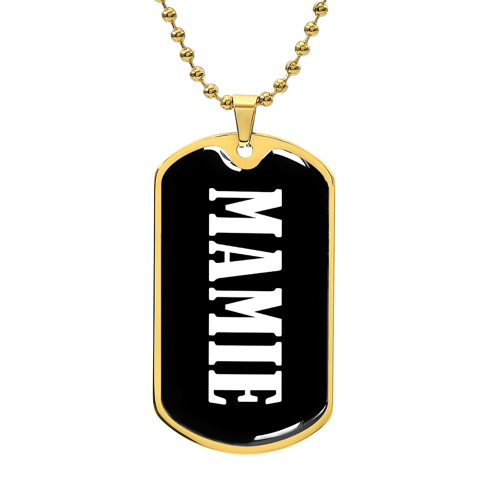 Mamie v01w - 18k Gold Finished Luxury Dog Tag Necklace