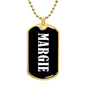 Margie v01w - 18k Gold Finished Luxury Dog Tag Necklace