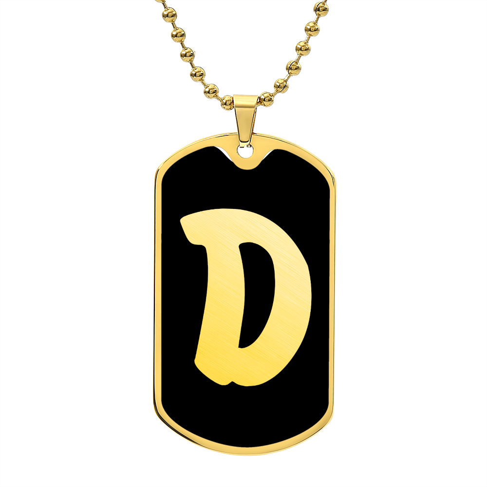 Initial D v2b - 18k Gold Finished Luxury Dog Tag Necklace