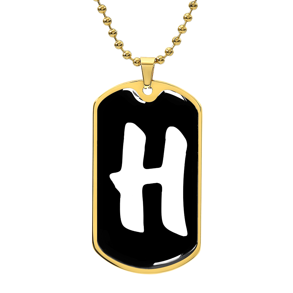 Initial H v3b - 18k Gold Finished Luxury Dog Tag Necklace