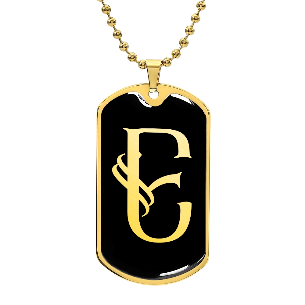 Initial E v001-32 - 18k Gold Finished Luxury Dog Tag Necklace