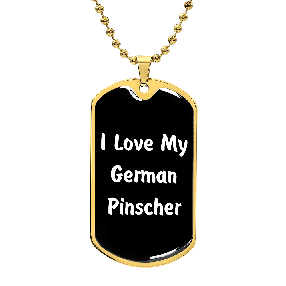 Love My German Pinscher v6 - 18k Gold Finished Luxury Dog Tag Necklace